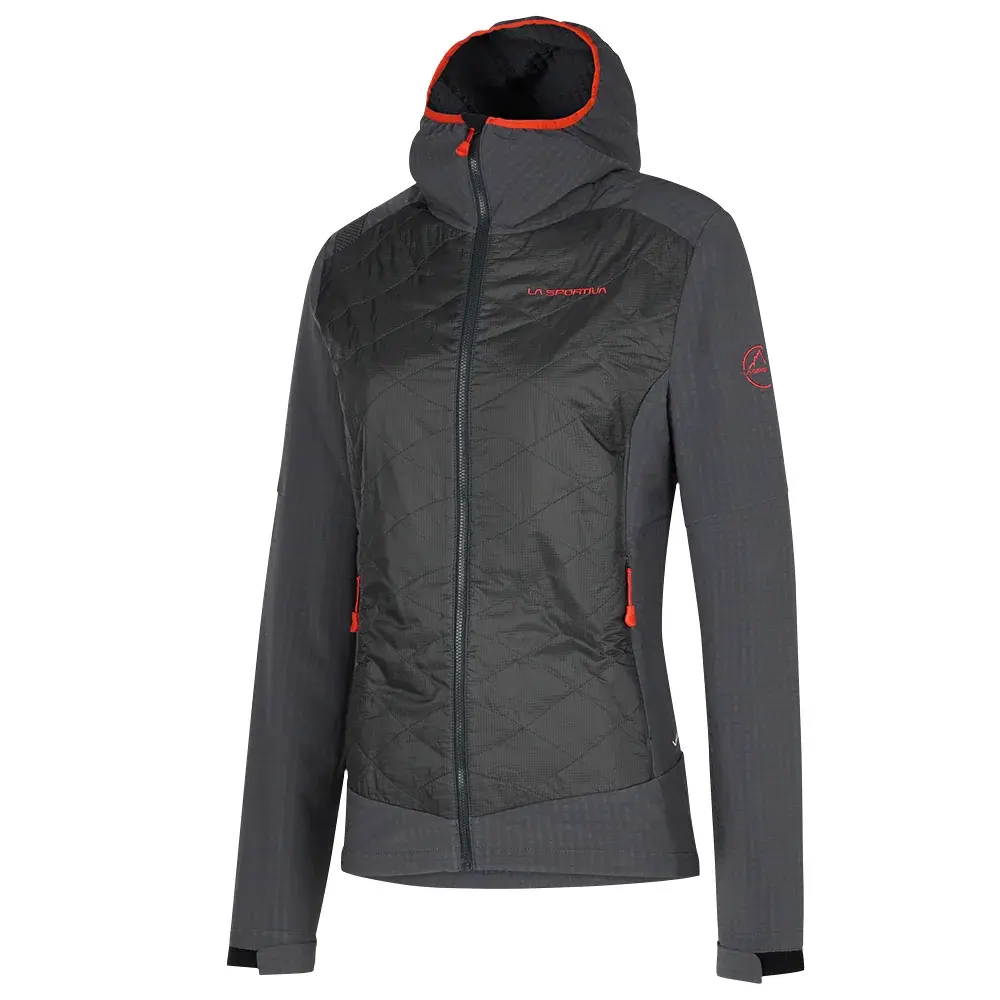 Damenjacke La Sportiva KAP HYBRID HOODY carbon/cherry tomato