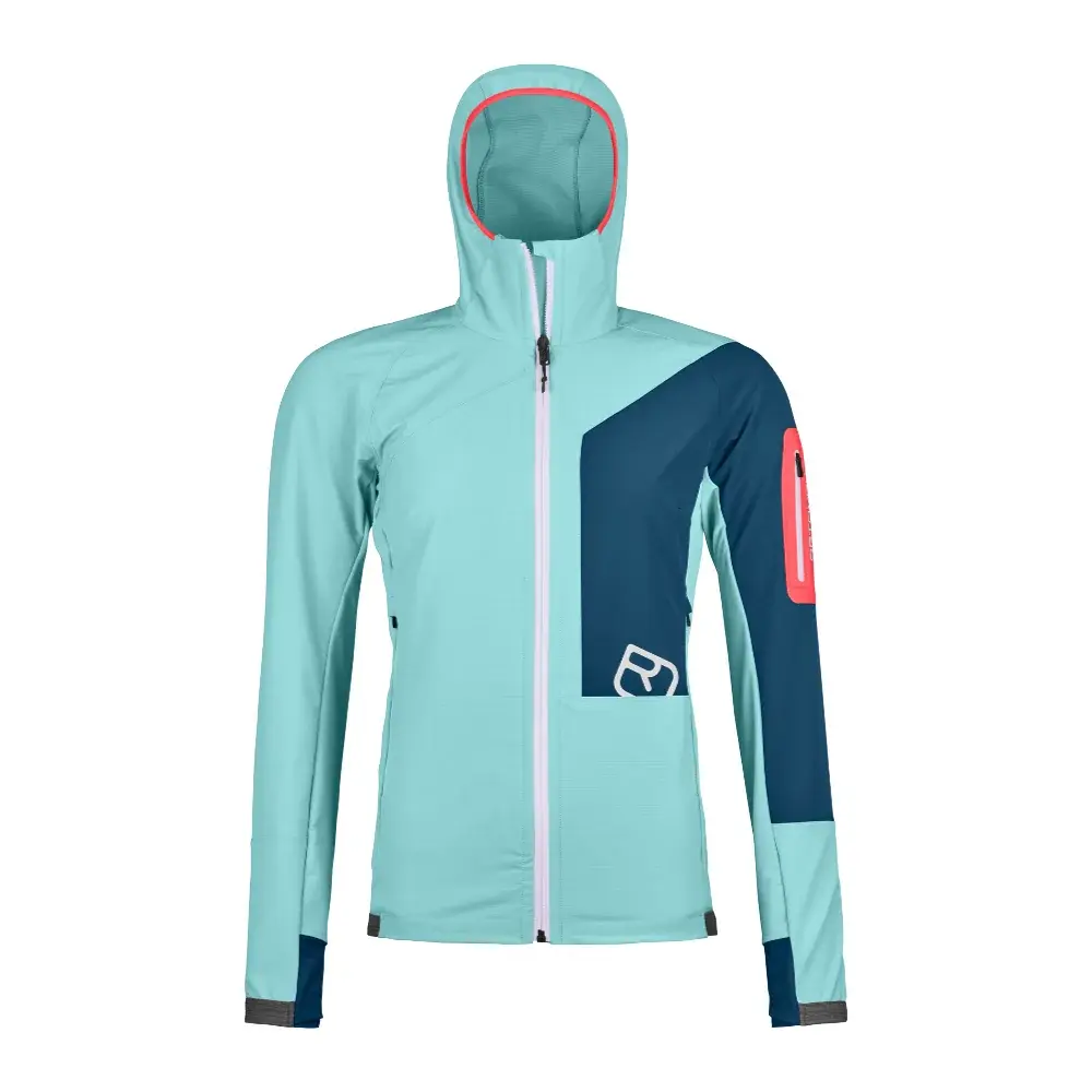 Dámská softshellová bunda Ortovox W's Berrino Hooded Jacket Ice Waterfall