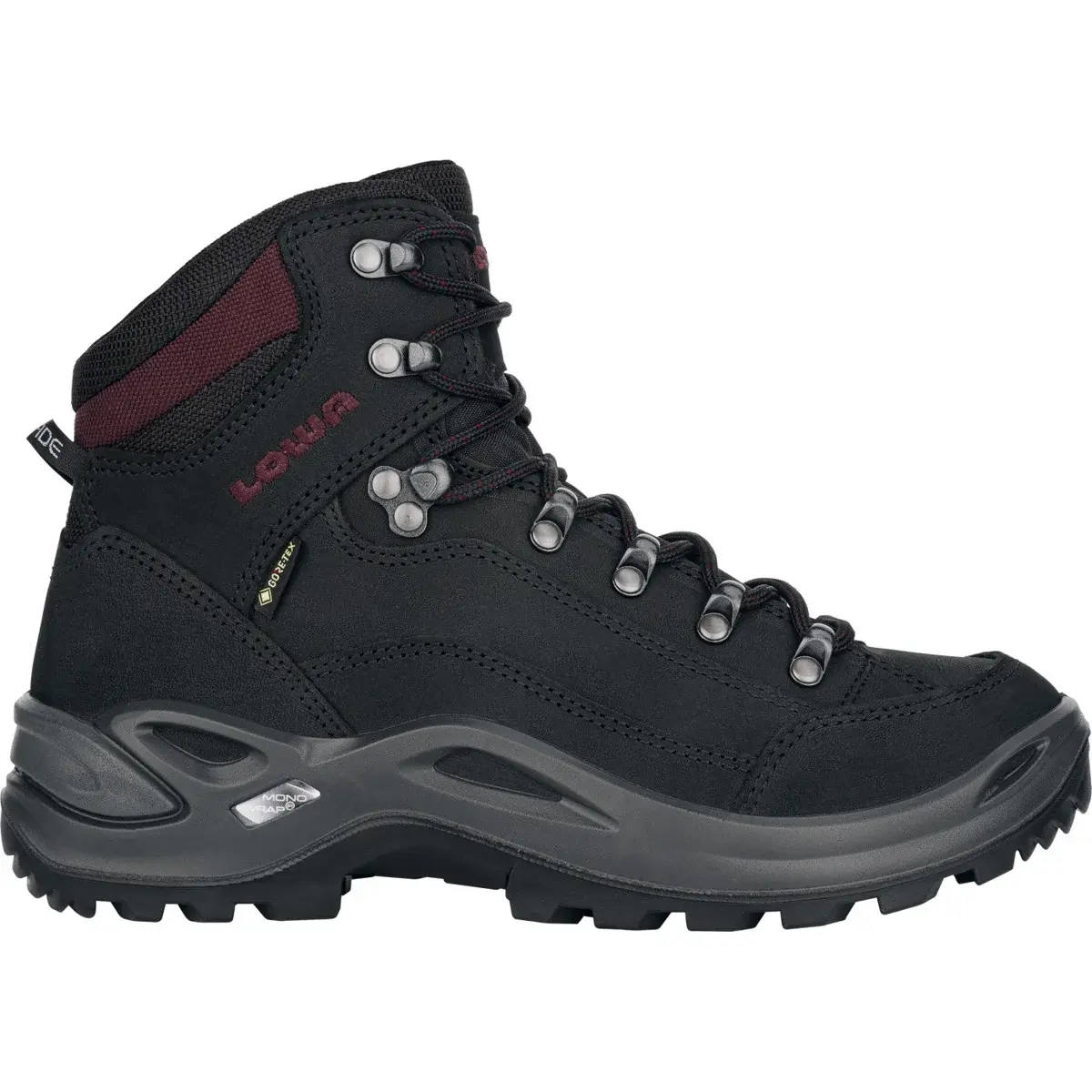 Damenschuhe Lowa Renegade GTX Mid Black / Burgundy