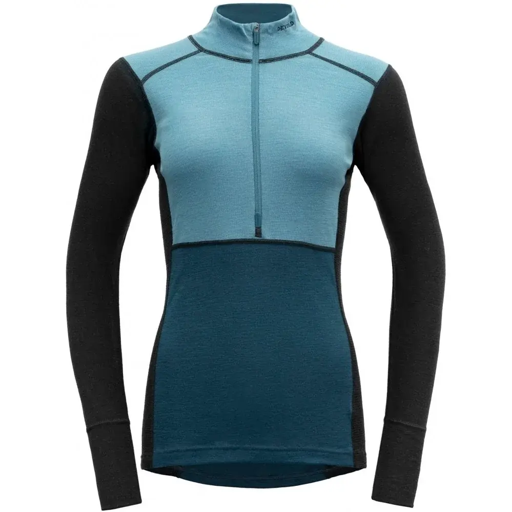 Dámské funkční tričko s dlouhým rukávem Devold Lauparen Merino 190 Zip Neck Moon/Ink/Flood