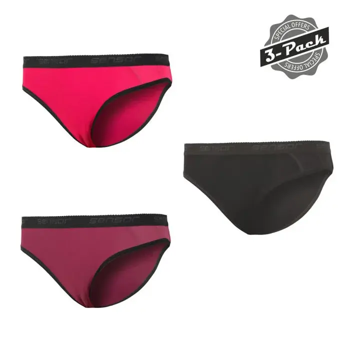 Sensor Damenslip Sensor Double Face 3-Pack schwarz/lilla/magenta