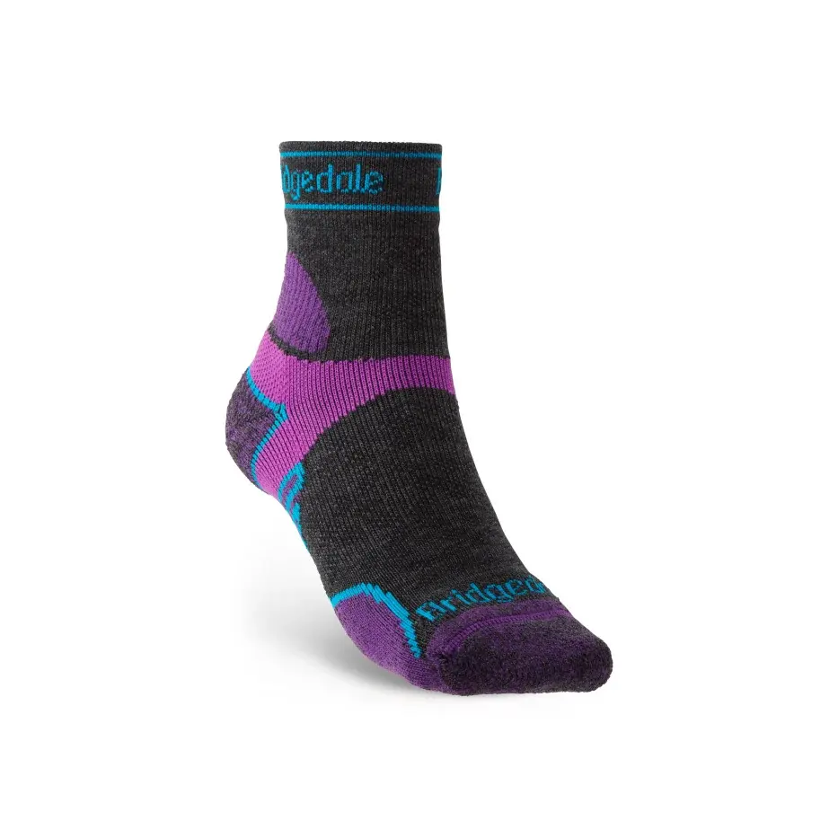 Bridgedale Damen-Laufsocken Bridgedale Trail Run LW T2 MS 3/4 Crew charcoal/purple