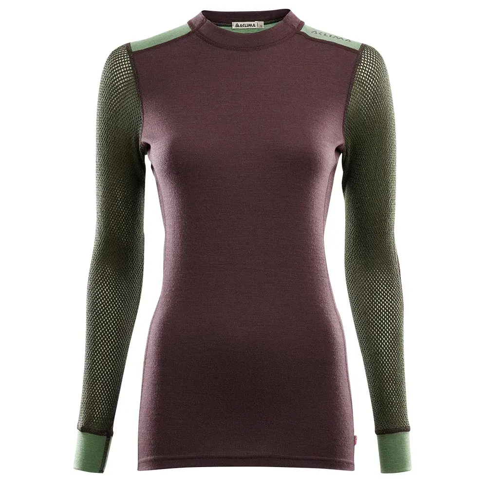 Aclima Damen-Thermoshirt Aclima WoolNet Hiking Crew Neck fudge / dill / olive night