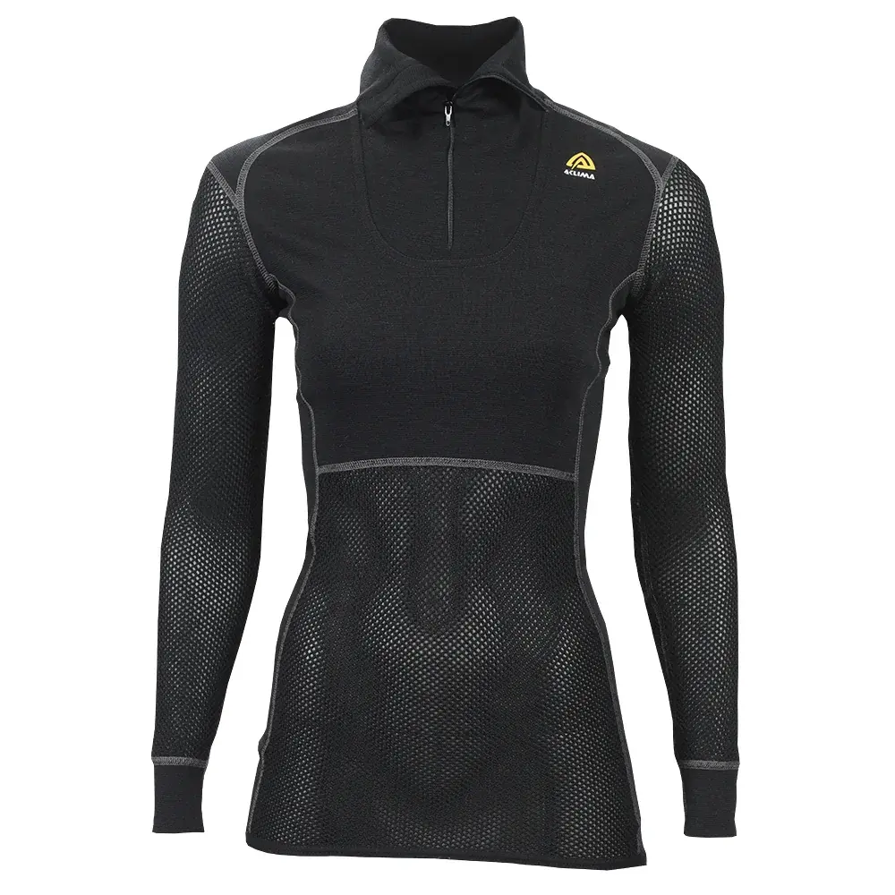 Aclima Damen-Thermoshirt Aclima WoolNet Polo W/Zip Women jet black
