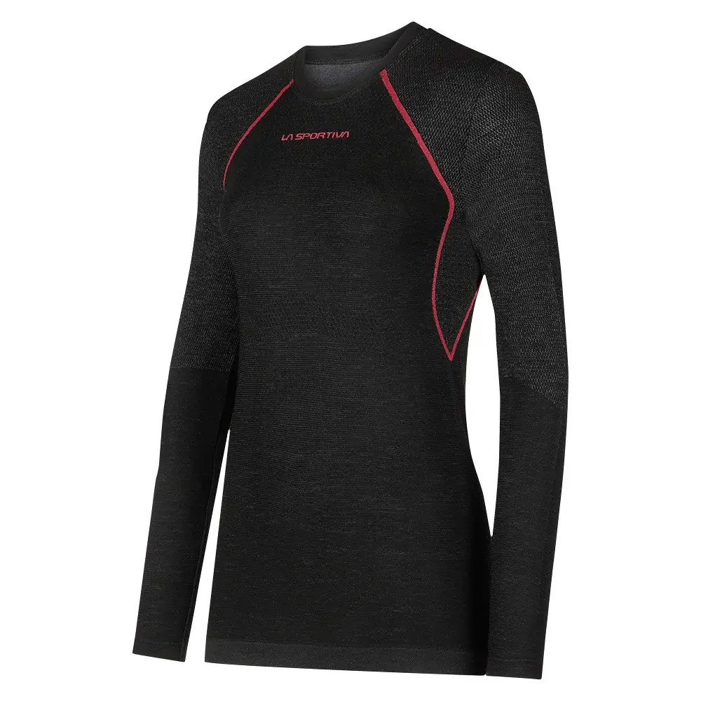 Damen-Thermoshirt La Sportiva WOOL40 AERO LONGSLEEVE black/hibiscus