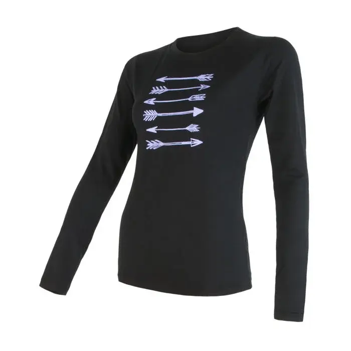 Sensor Damen Funktions-Langarmshirt mit Print Sensor Merino Active PT Arrows schwarz