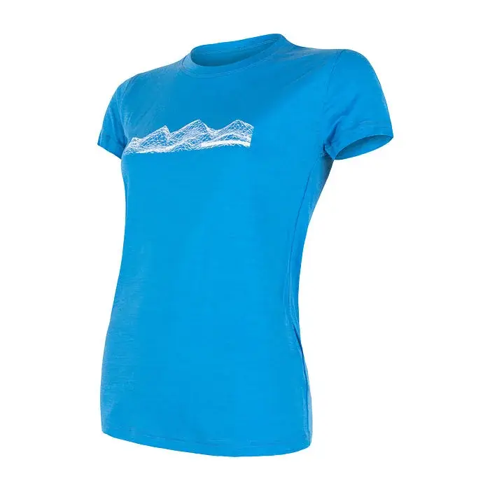 Sensor Damen-Funktions-T-Shirt mit Print Sensor Merino Active PT Mountains blau