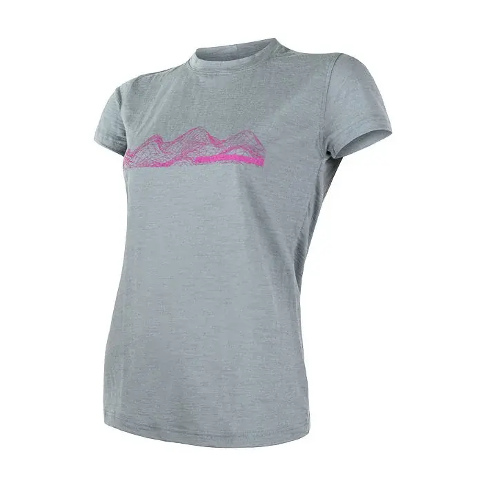 Sensor Damen-Funktions-T-Shirt mit Print Sensor Merino Active PT Mountains grau