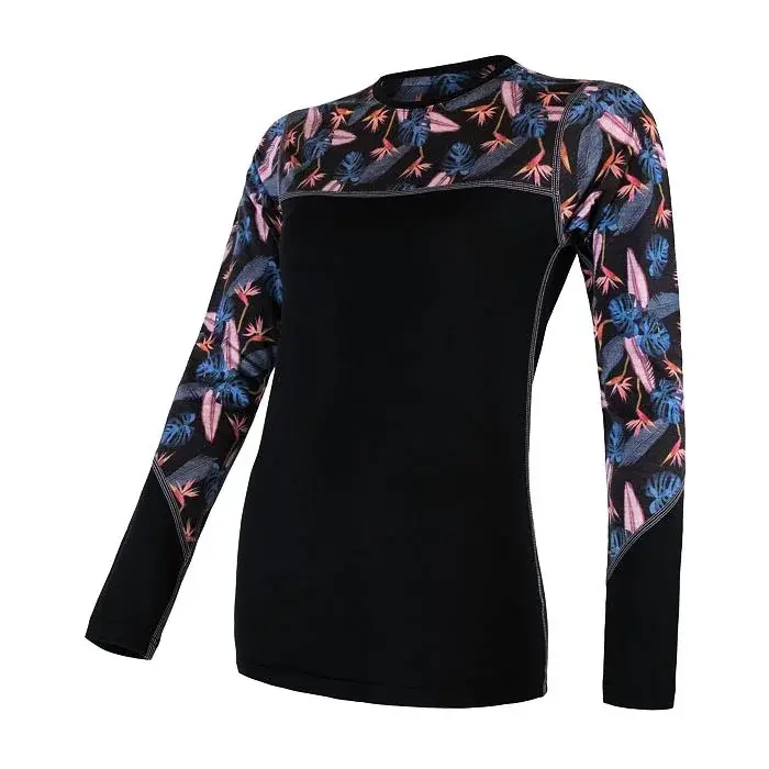 Sensor Damen-Funktions-Langarmshirt Sensor Merino Impress schwarz/floral