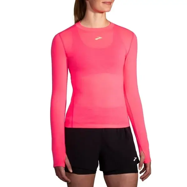 Brooks Damen-T-Shirt Brooks High Point Long Sleeve rosa