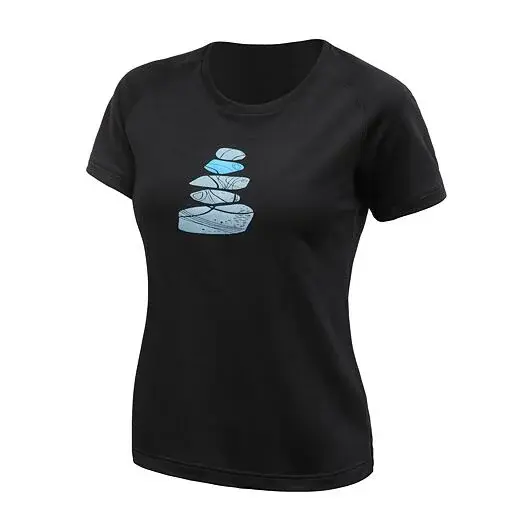 Sensor Damen-T-Shirt Sensor Merino Blend Stone schwarz