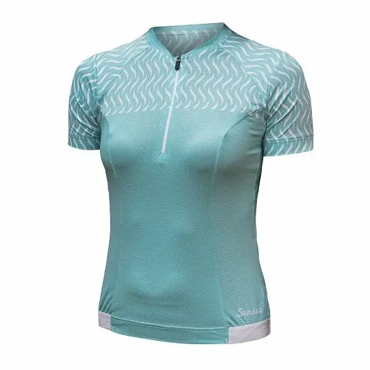 Damen-Kurzarm-Radtrikot Sensor Cyklo Tour mint wave