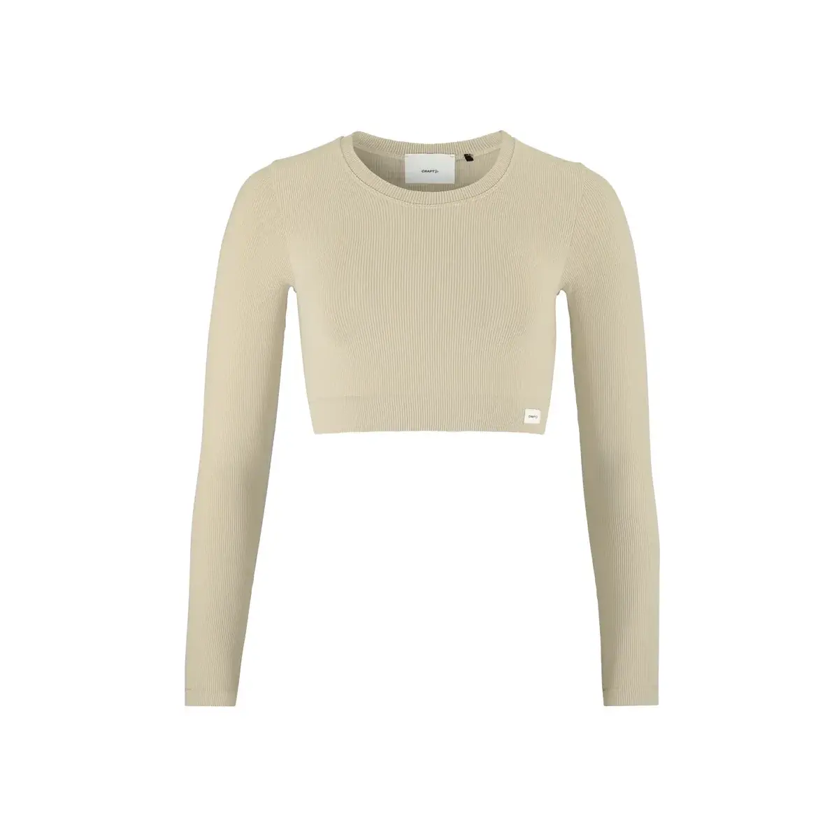 Damen-Top Craft Collective Rib Cropped LS braun