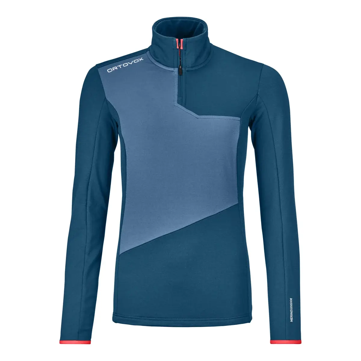 Dámský zimní svetr Ortovox W's Fleece Light Zip Neck Petrol blue