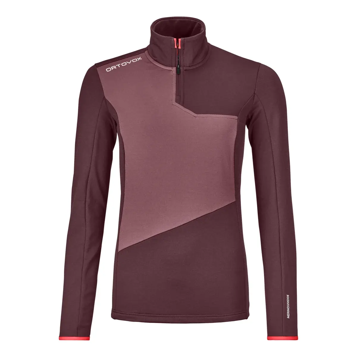 Damen-Winterpullover Ortovox W's Fleece Light Zip Neck Winetasting