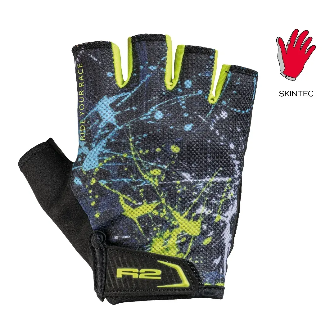 R2 Kinder-Fahrradhandschuhe R2 Mistral neon gelb, mint grün, weiß, schwarz