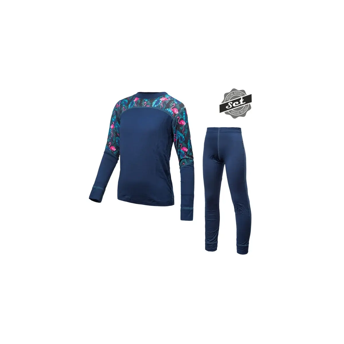 Sensor Kinder-Thermounterwäsche-Set Sensor Merino Impress Set Dunkelblau/floral
