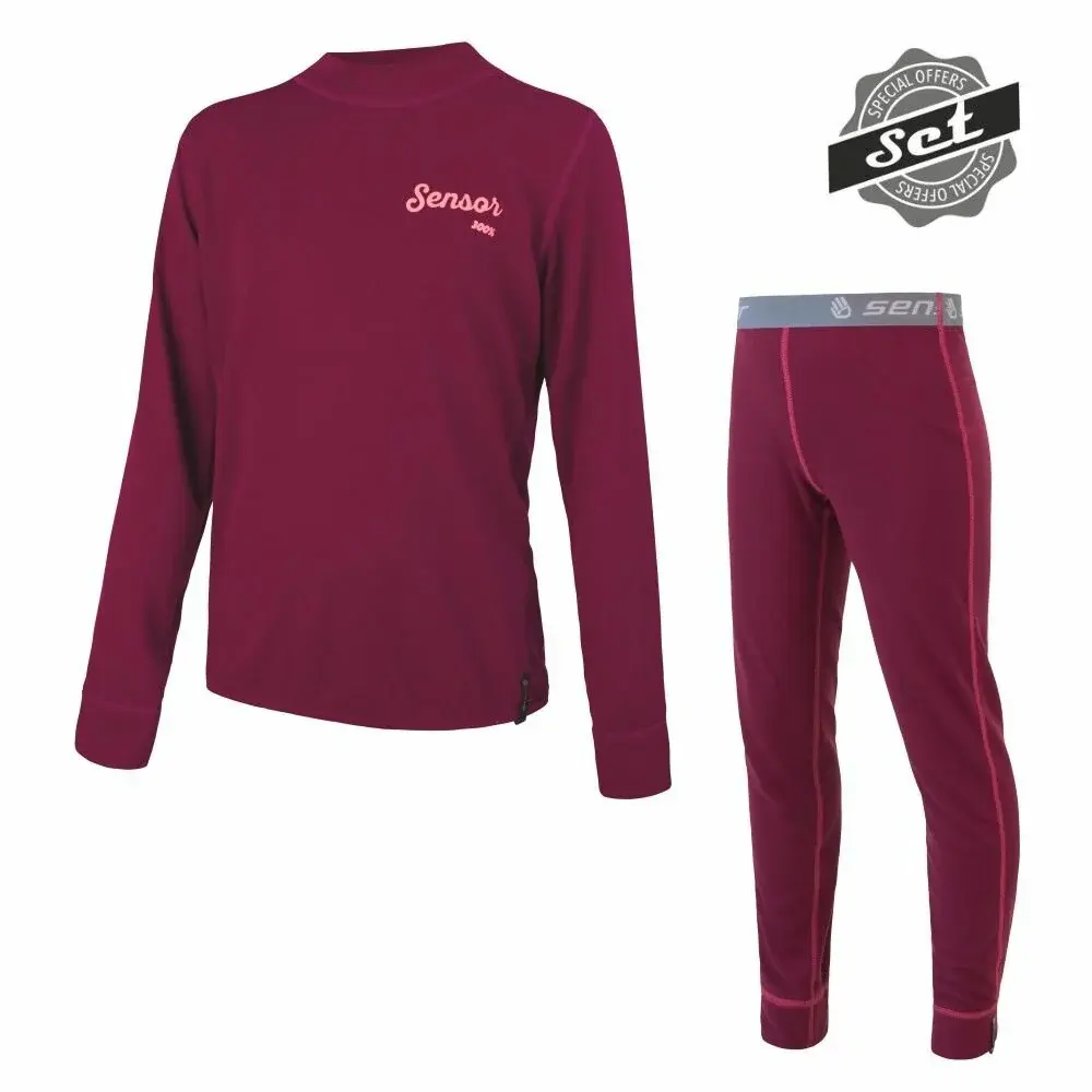 Sensor Junior-Funktionswäsche Sensor Double Face Set Logo Shirt Langarm + Unterhose lilla