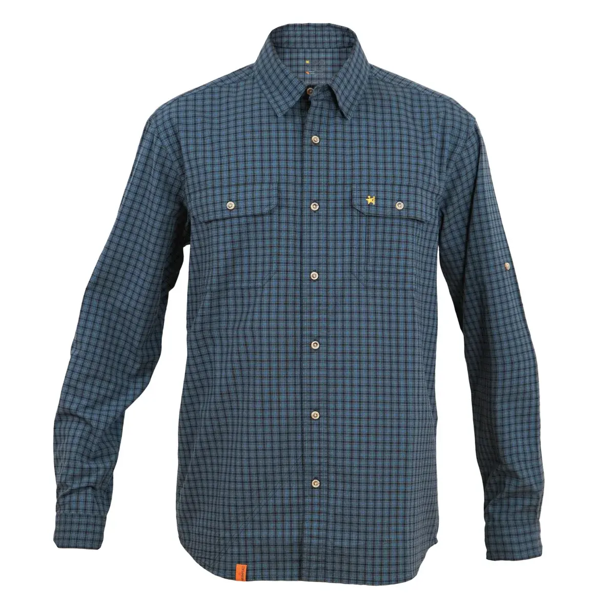 Warmpeace Herren-Langarmhemd Warmpeace Mesa Mallard blue/grey