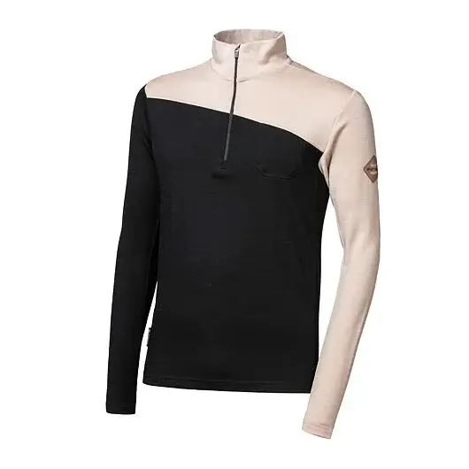 Herren-Sweatshirt mit Zip Sensor MERINO EXTREME UP schwarz/almond beige