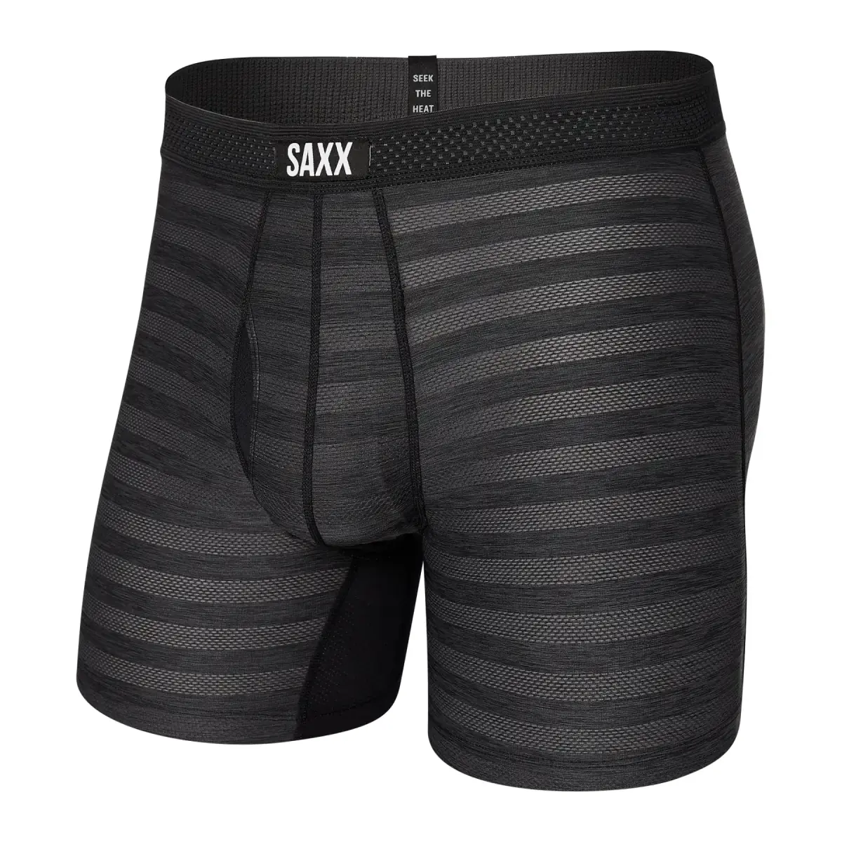 Pánské boxerky SAXX Droptemp Cooling Mesh Boxer Brief Fly Black Heather