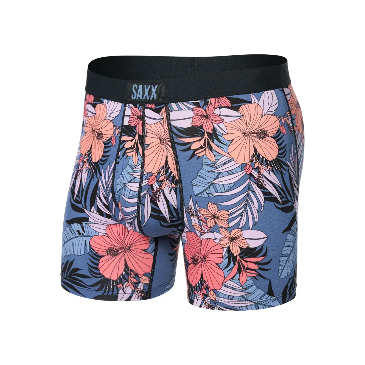 Pánské boxerky SAXX Ultra Super Soft Boxer Brief Fly Hibiscus Jungle-Blue