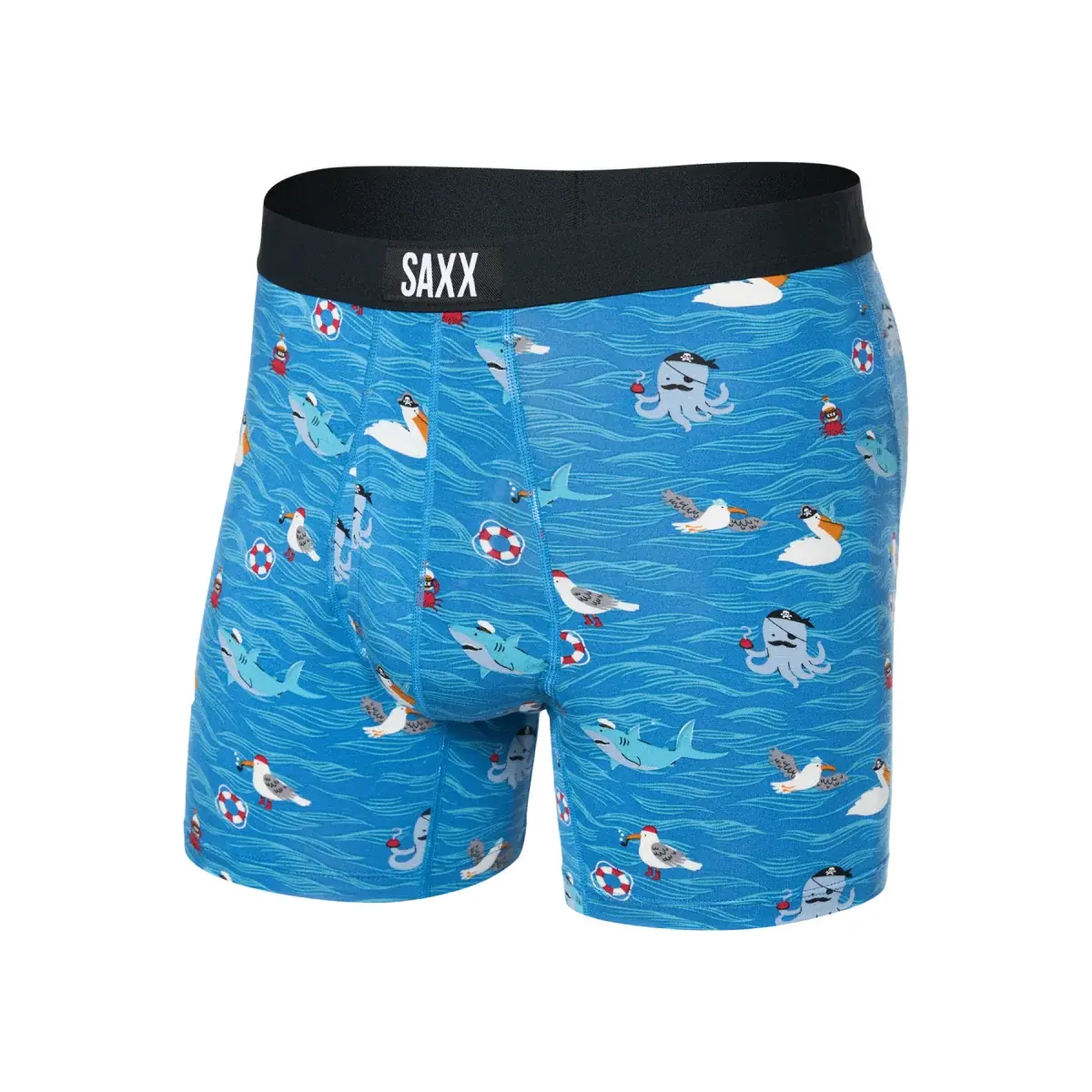 Pánské boxerky SAXX Ultra Super Soft Boxer Brief Fly Seas The Day-Lake Blue