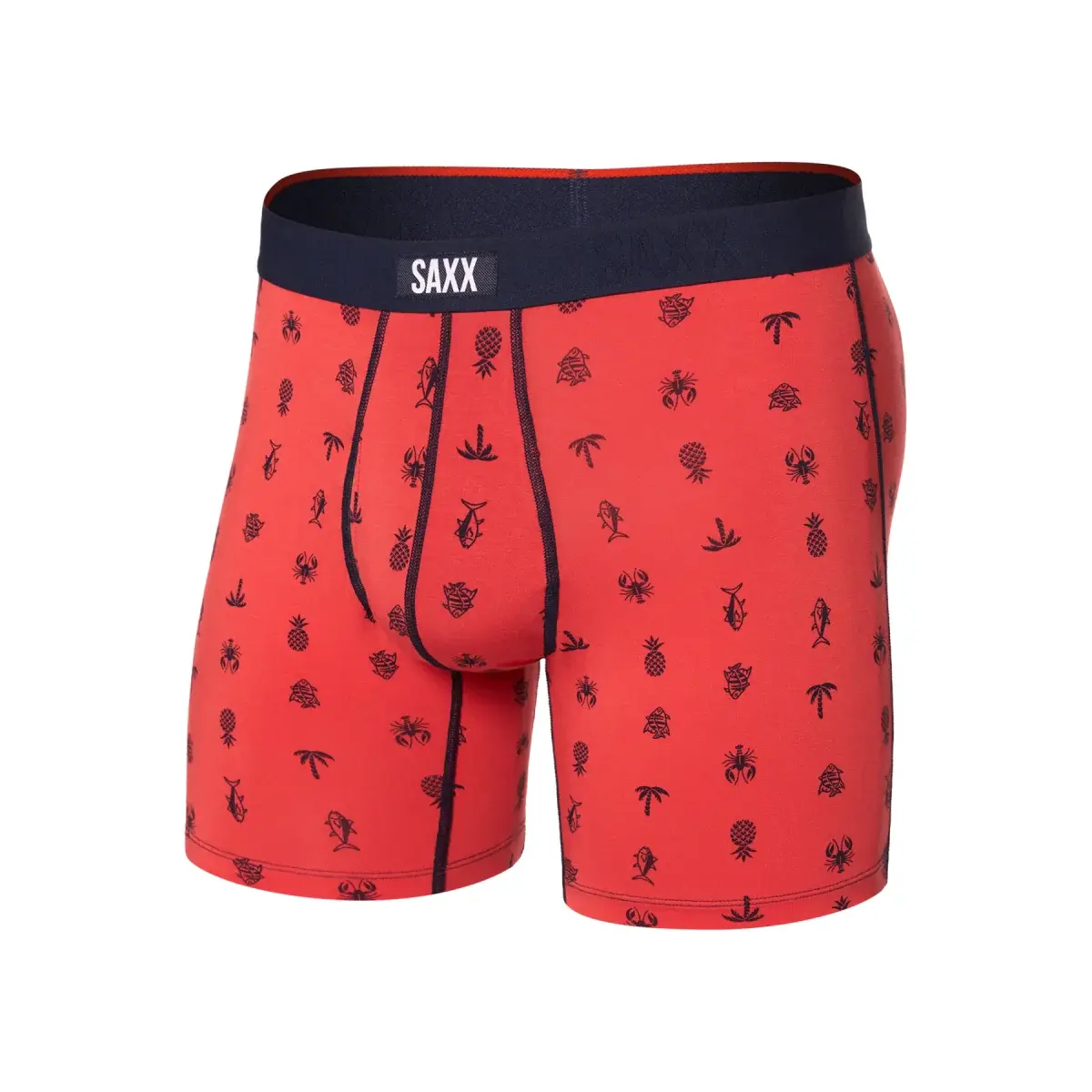 Pánské boxerky SAXX Vibe Xtra Boxer Brief Fly Summer Catch-Coral Red