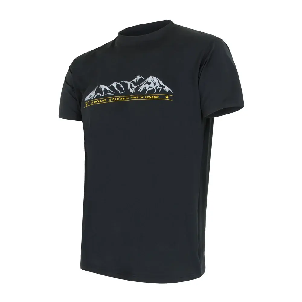 Sensor Herren-Funktionsshirt Sensor Coolmax Tech Mountains Limited Schwarz
