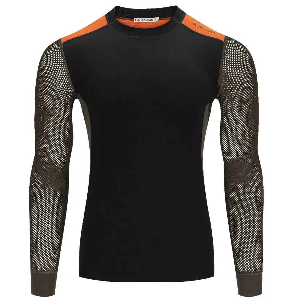 Herren-Thermoshirt Aclima WoolNet Hiking Crew Neck jet black/tarmac/gold flame