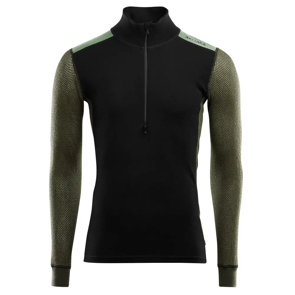 Pánské termotriko Aclima WoolNet Mockneck Shirt Men jet black / olive night / dill