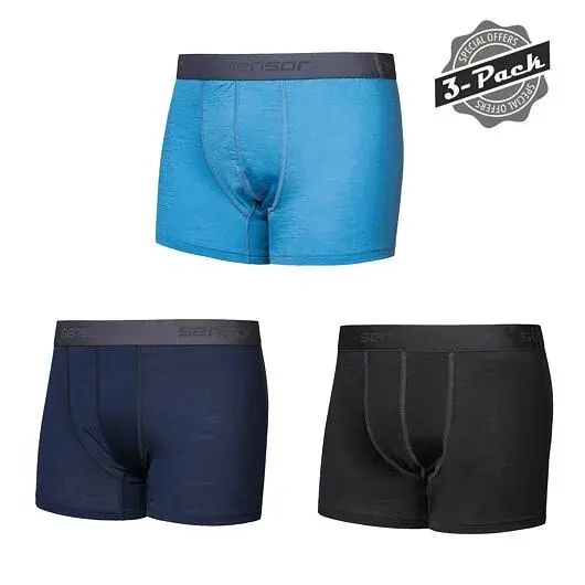 Sensor Herren-Boxershorts Sensor MERINO ACTIVE 3-PACK schwarz/blau/deep blue