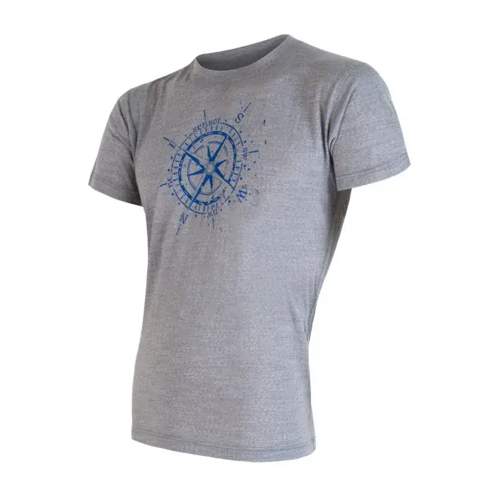 Sensor Herren-Funktions-T-Shirt mit Print Sensor Merino Active PT Compass grau