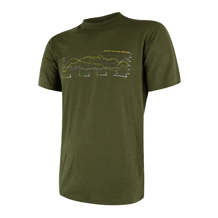 Sensor Herren-Funktions-T-Shirt mit Print Sensor Merino Active PT Track safari