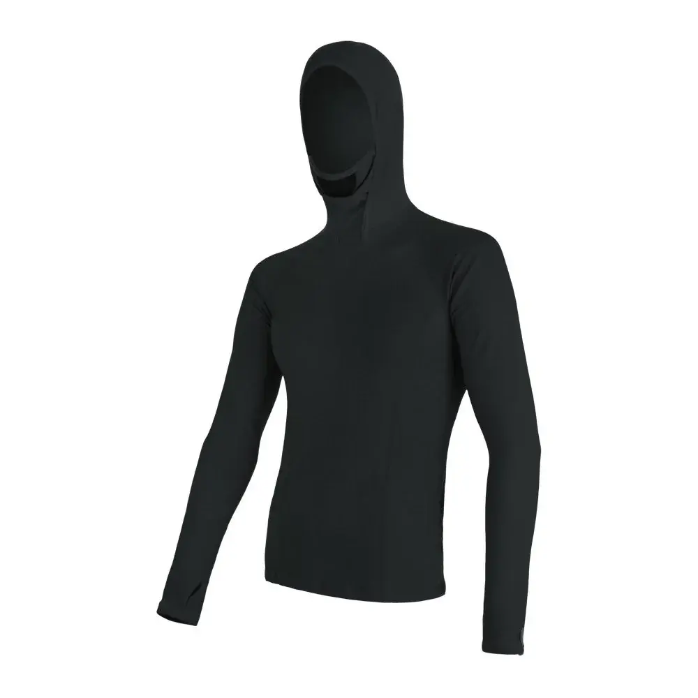 Sensor Herren-Wendeshirt langarm mit Kapuze Sensor Merino DF schwarz