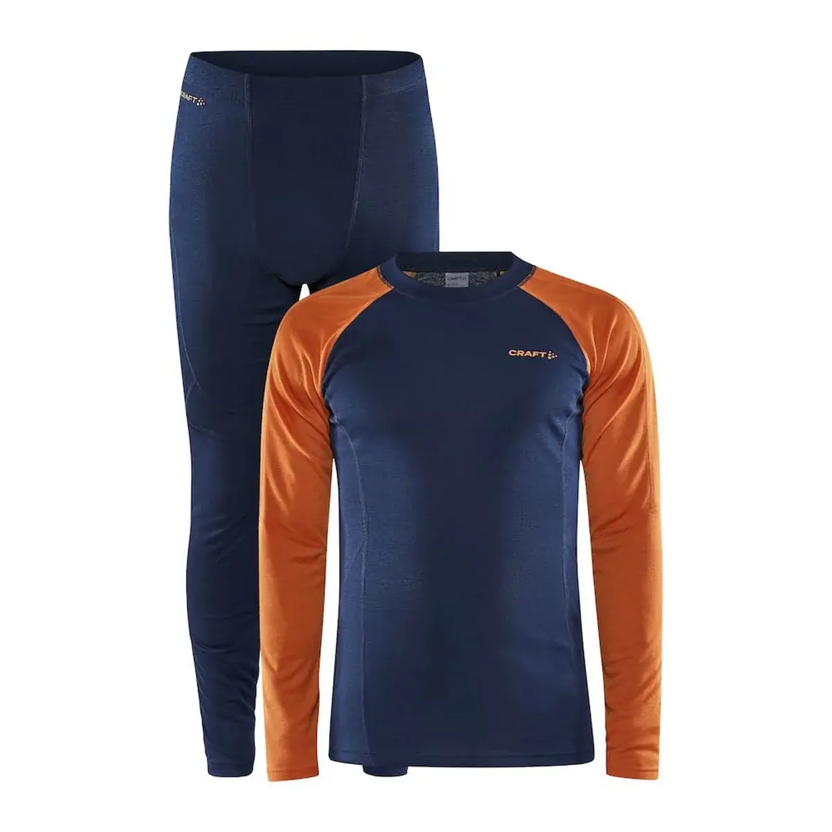 Pánský set funkčních kalhot a trika Craft Core Warm Baselayer Tmavě modrá s oranžovou
