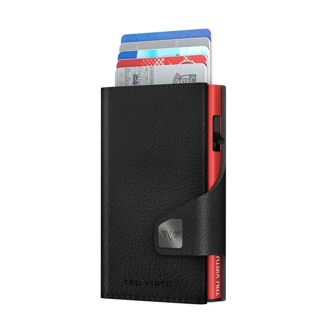 Geldbörse Tru Virtu CLICK & SLIDE Vegan Bio Wine Black/Red
