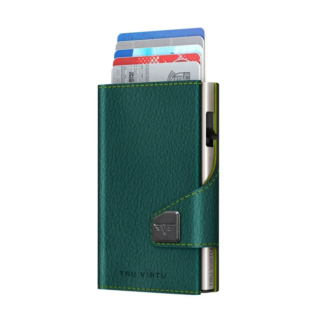 Geldbörse Tru Virtu CLICK & SLIDE Vegan Bio Wine Green/Silver
