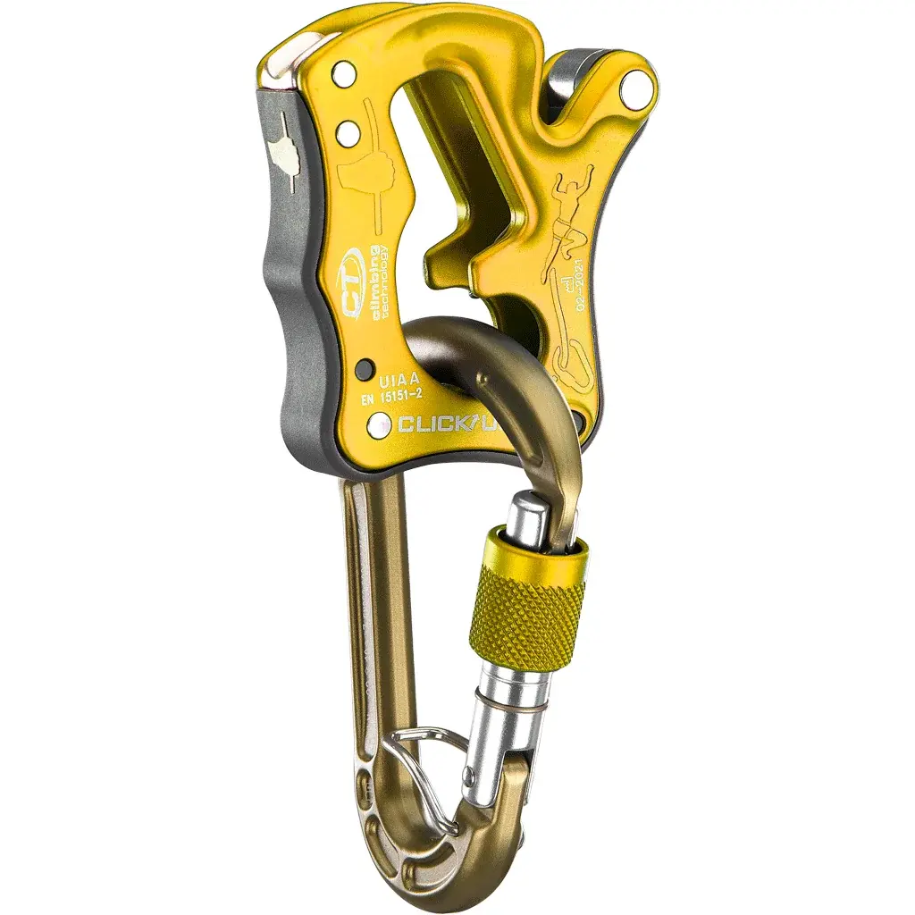 Climbing Technology Halbautomatisches Sicherungsgerät mit Karabiner Climbing Technology Click up kit Ochre
