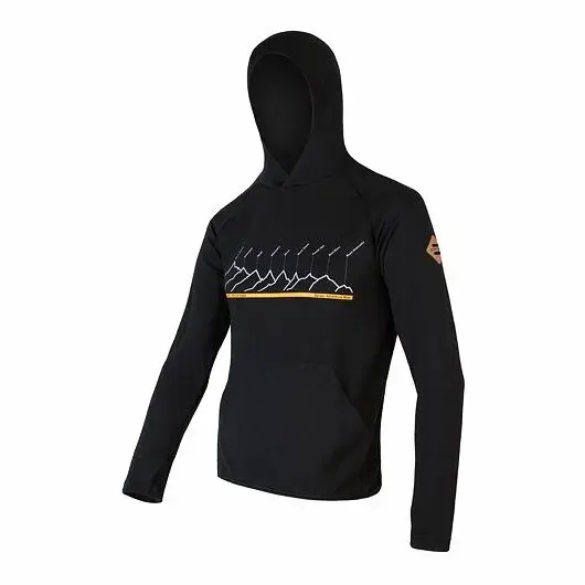 Sensor Herren-Sweatshirt Sensor Merino Upper RJ Kängurutasche schwarz