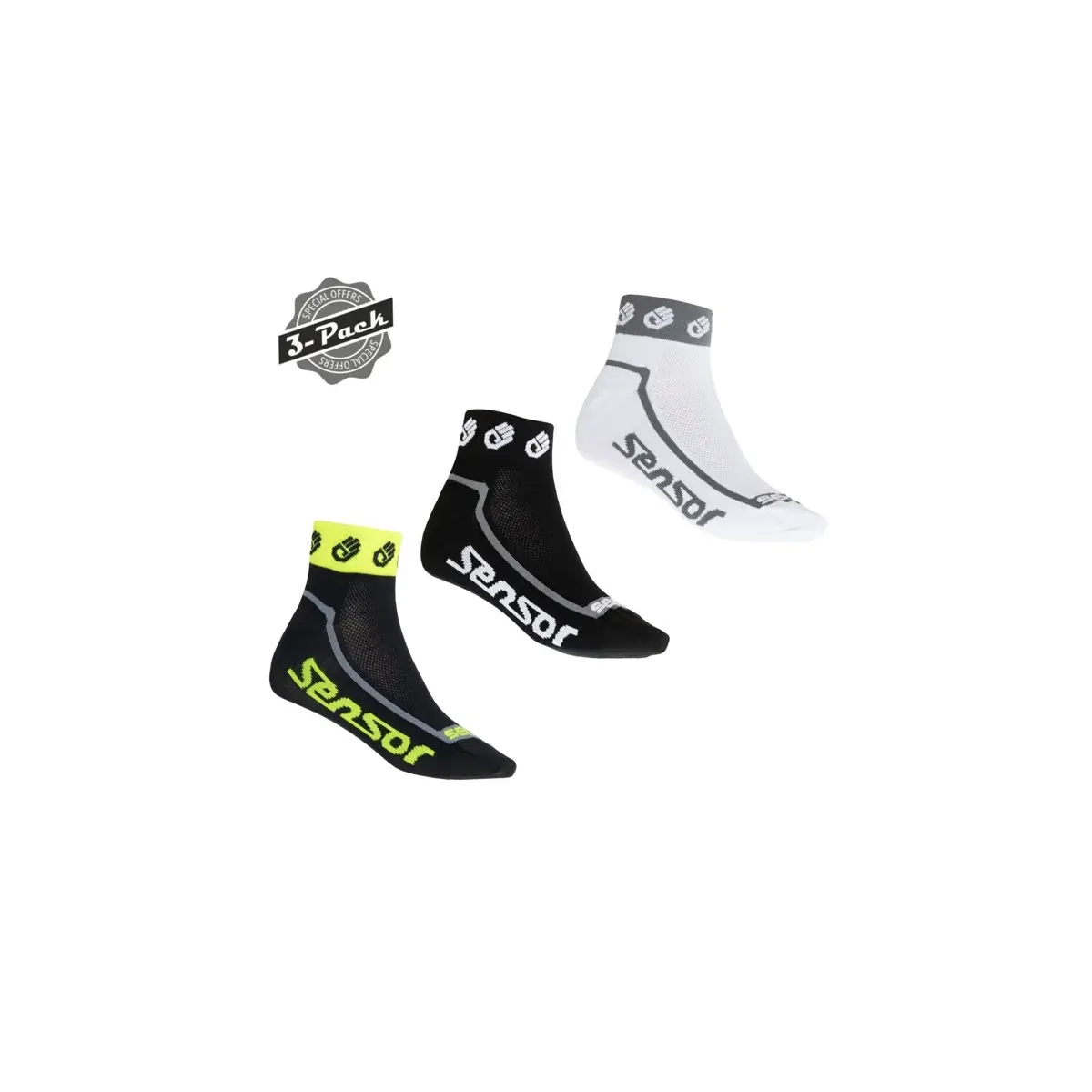 Sensor Funktionssocken-Set Sensor Race Lite Small Hands schwarz/weiß/ref. gelb