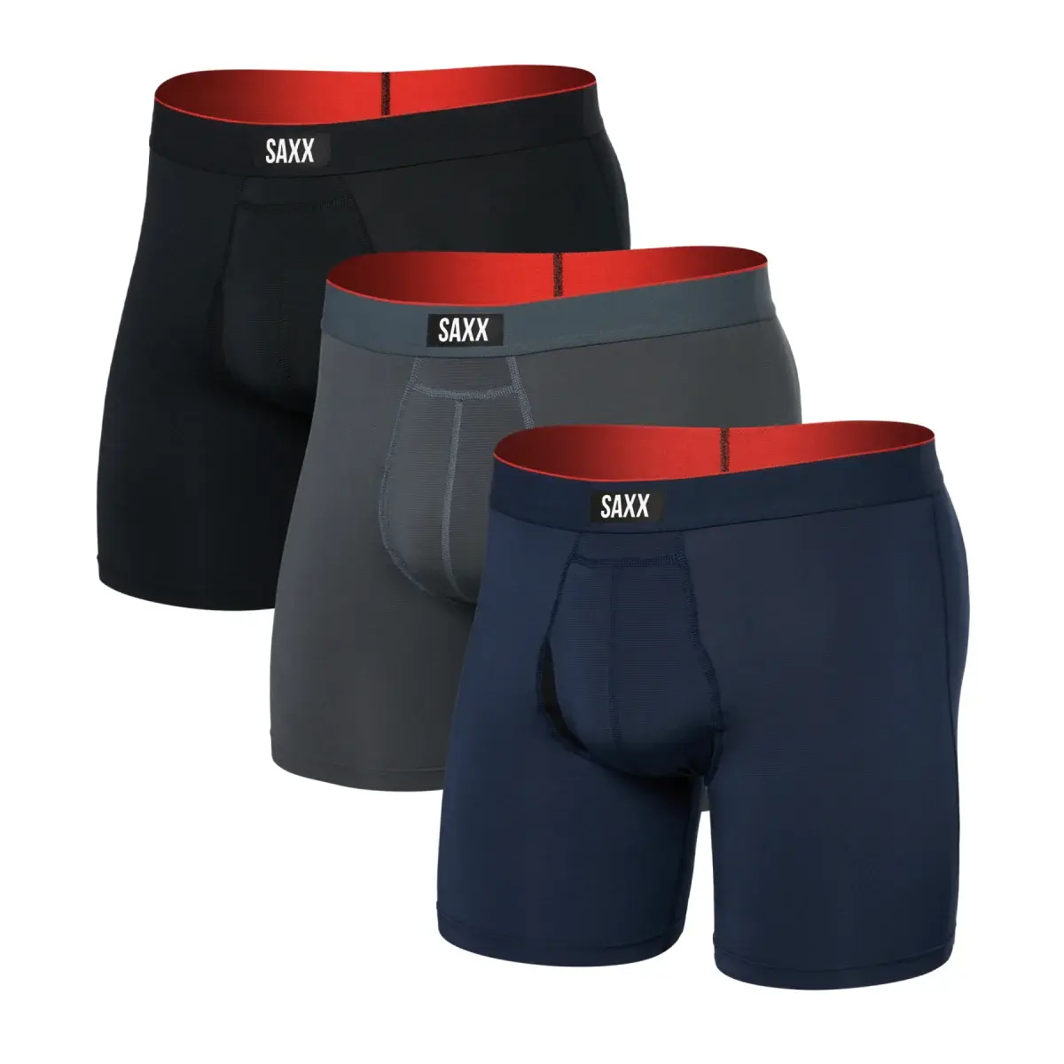 Set pánských boxerek SAXX Multi-Sport Mesh Boxer Brief Fly 3Pk Turbulence/Navy/Black
