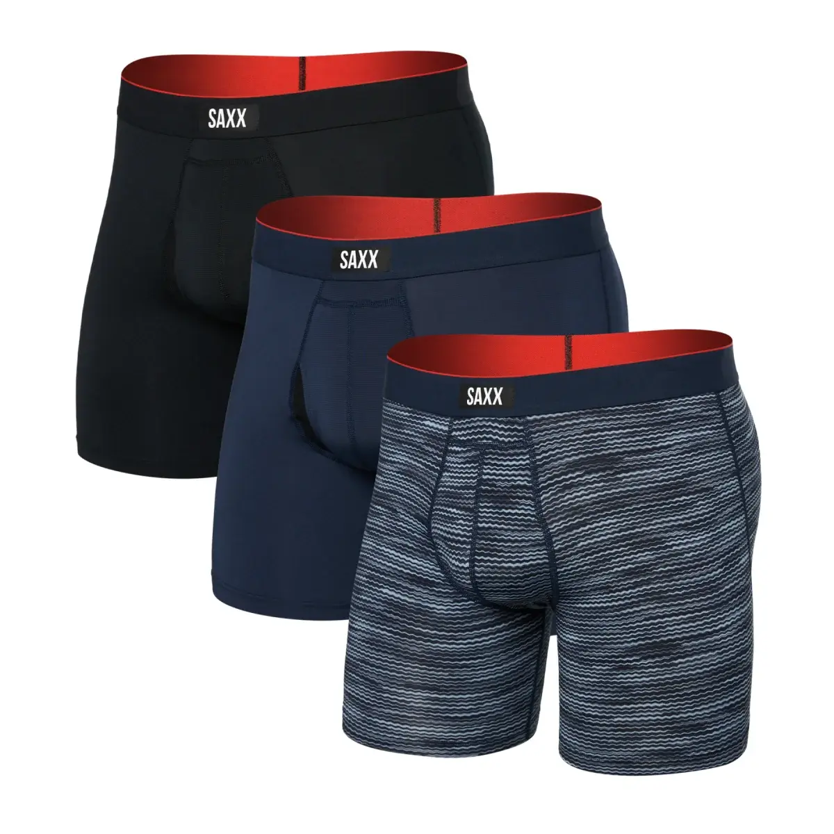 Set pánských boxerek SAXX Multi-Sport Mesh Boxer Brief Fly 3Pk Wavelength/Navy/Black