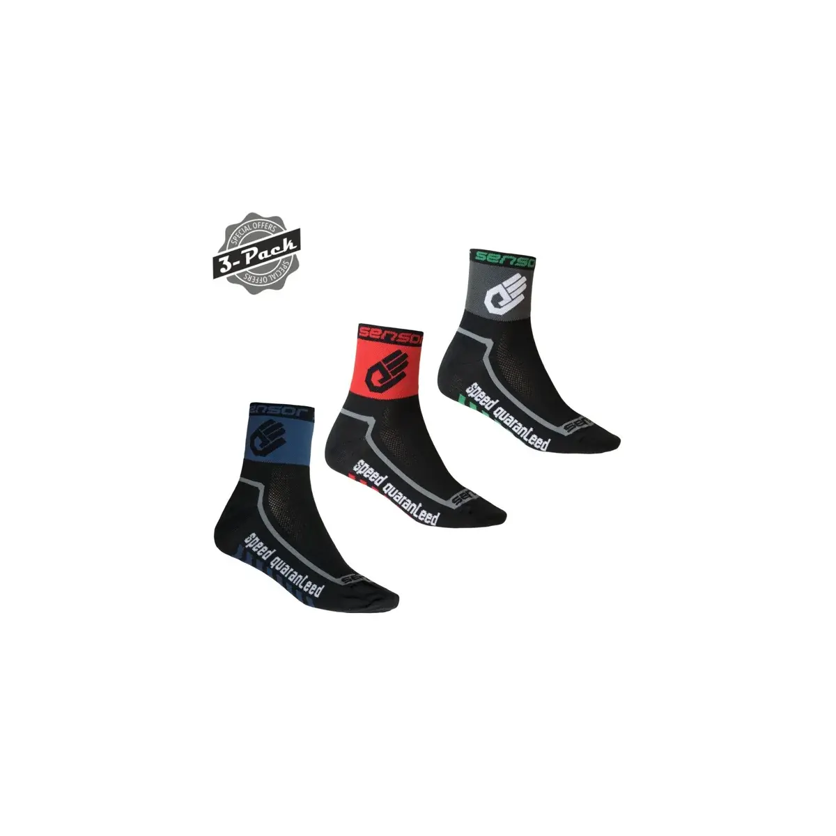 Sensor Socken-Set Sensor Race Lite Hand 3Pack schwarz/rot/dunkelblau
