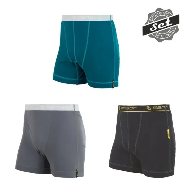 Sensor Herren-Boxershorts Sensor Double Face 3-PACK Herren schwarz+saphir+grau