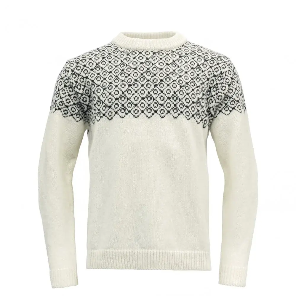 Unisex-Wanderpullover Devold Bjornoya Wool Sweather Offwhite/Ink